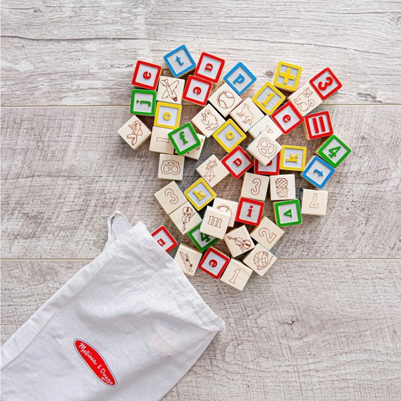 Melissa & Doug Deluxe Wooden ABC/123 1-Inch Blocks Set W/Storage Pouch (50 pcs) - Picture 6 of 6